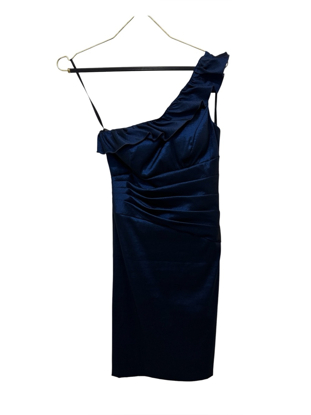 Betsy & Adam Navy One-Shoulder Ruched Cocktail Dress Size 4 - Picture 3 of 7